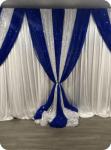 Blue and Silver Sequin Backdrop for rent in Ottawa