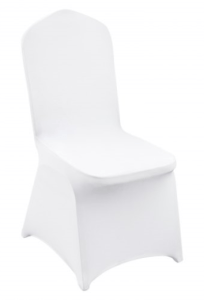 Clean white spandex folding chair cover rental for elegant spring events in Ottawa by Decorentals2go