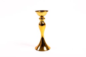 Modern tall gold metal centerpiece rental for stylish spring events in Ottawa by Decorentals2go