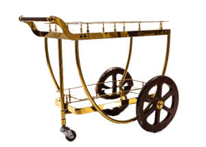 Vintage Gold Brass Bar Cart for Rent in Ottawa